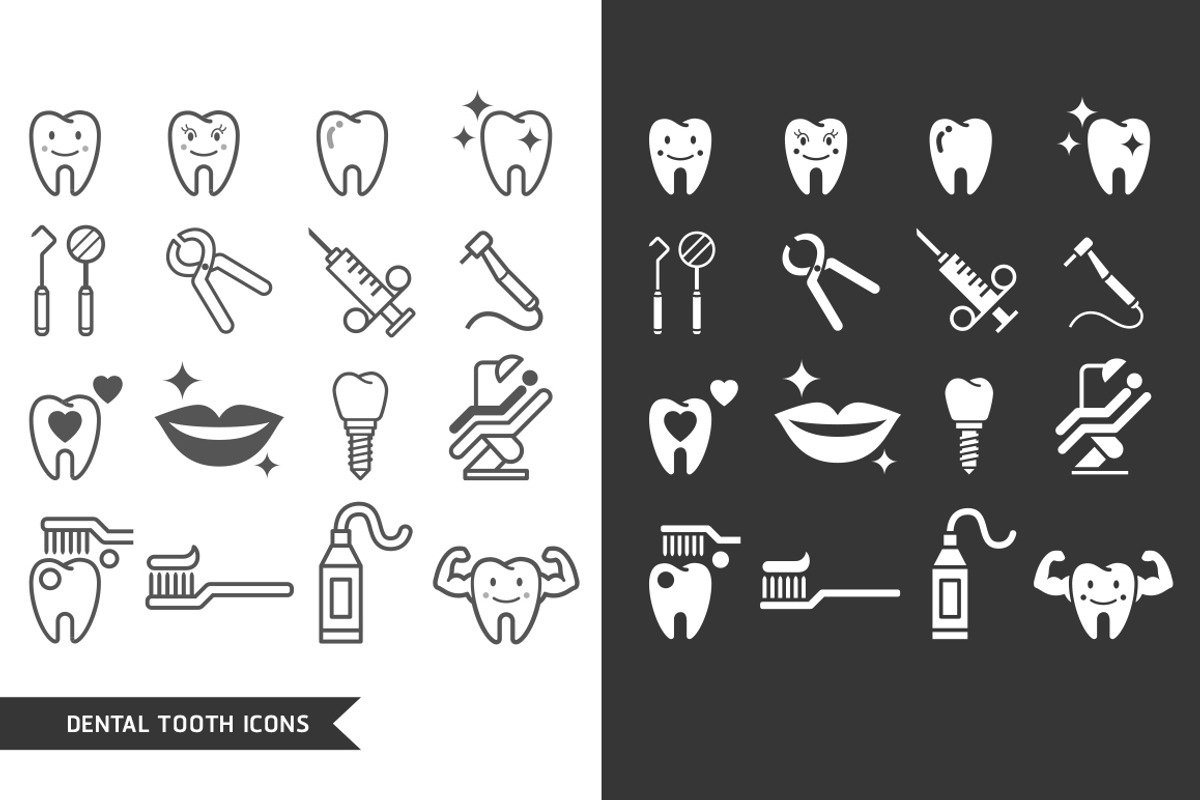 Dental Tooth Icons Set., an Icon by Graphixmania