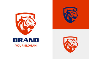 Tiger With Shield Logo Design, a Branding & Logo Template by funpixel