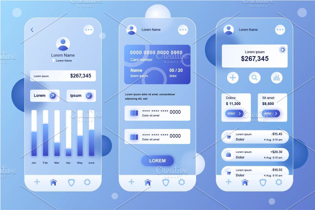 Glassmorphic Mobile App UI Kit, an UI Kit Template by alexdndz