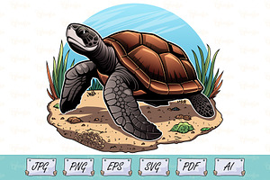 Peaceful Sea Turtle Vector Art, an Animal Illustration by Ghagra