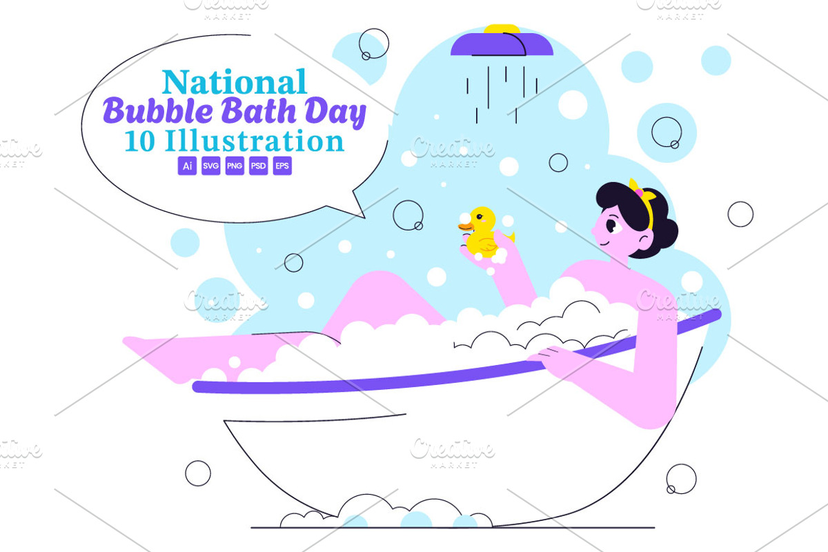 10 National Bubble Bath Day, a Person Illustration by denayunebgt (Photo 1 of 4)