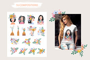 Girls and flowers, a Background Graphic by rosypatterns (Thumbnail 3 of 8)