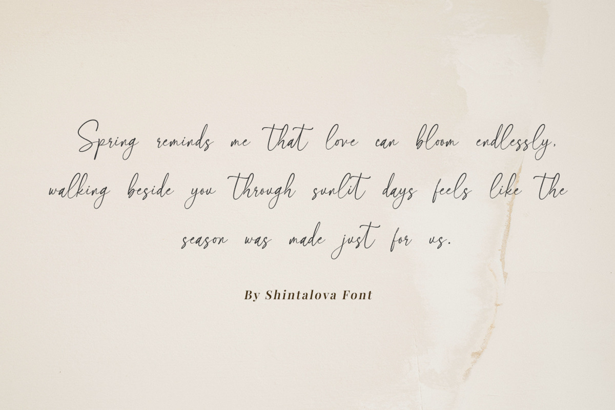 Shintalova - Elegant Script Font, a Script Font by Bluestype Studio (Photo 4 of 9)