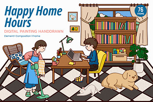 Happy Home Hours – Digital Painting, a Work Illustration by CreativeValuation