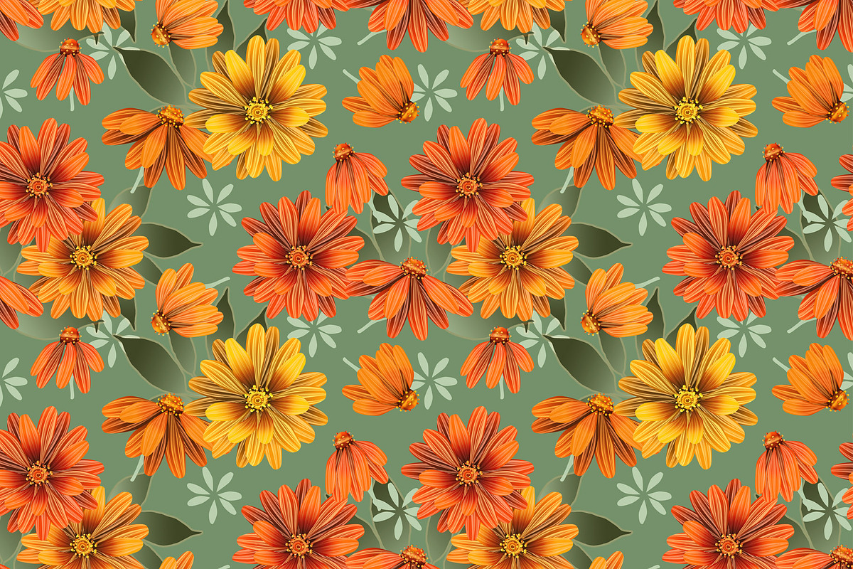 Fall Floral Gold Orange Green, a Graphic by Sharon Schwalbe (Photo 1 of 2)