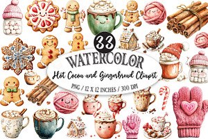 Hot Cocoa and Gingerbread Cliaprt, a Seasonal Illustration by Designking