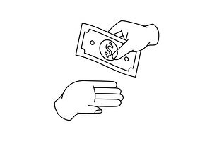 A hand giving dollar banknote to, a Finance Illustration by GraphiShop