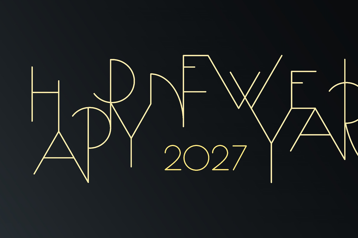 2027 Happy New Year golden connected, a Seasonal Illustration by sceptical cactus (Photo 3 of 3)