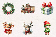 Cute Watercolor Christmas Clipart, a Seasonal Illustration by CreationArt (Thumbnail 2 of 7)