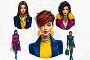 Modern Winter girls cliparts, a Seasonal Illustration by ThatsDesignArt (Thumbnail 5 of 18)