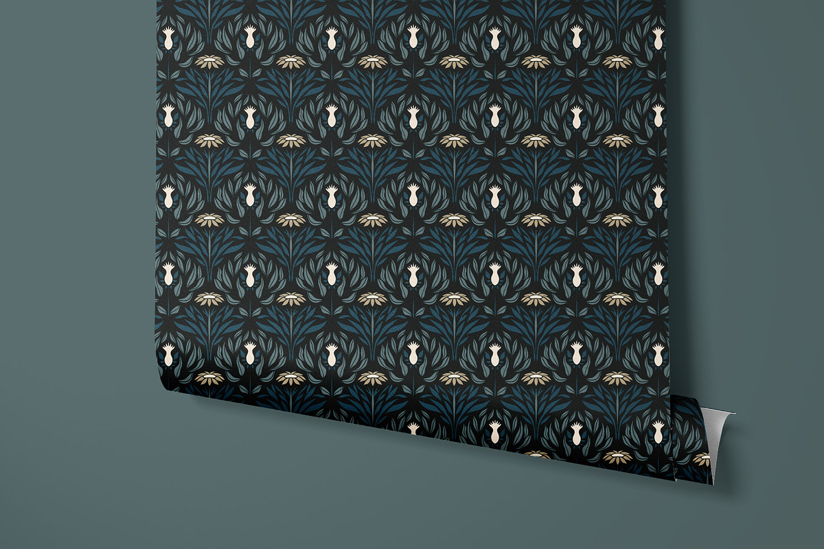 Blue and Beige Wallpaper, a Wallpaper Graphic by Bloomart Studio (Photo 6 of 7)
