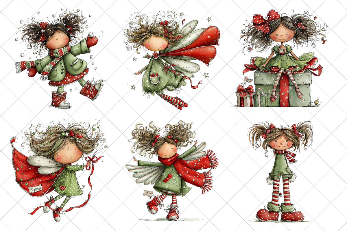 Christmas Whimsical Fairy Clipart, an Illustration by SinaCreation (Photo 2 of 7)