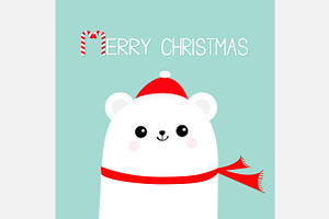 Merry Christmas Polar Bear Santa Hat