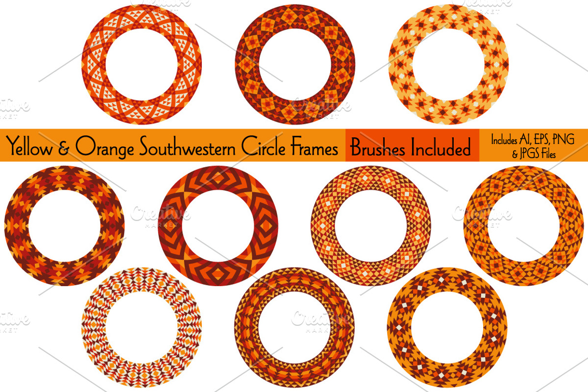 Orange Southwestern Circle Frames, a Pattern Graphic by Melissa Held Designs (Photo 1 of 3)