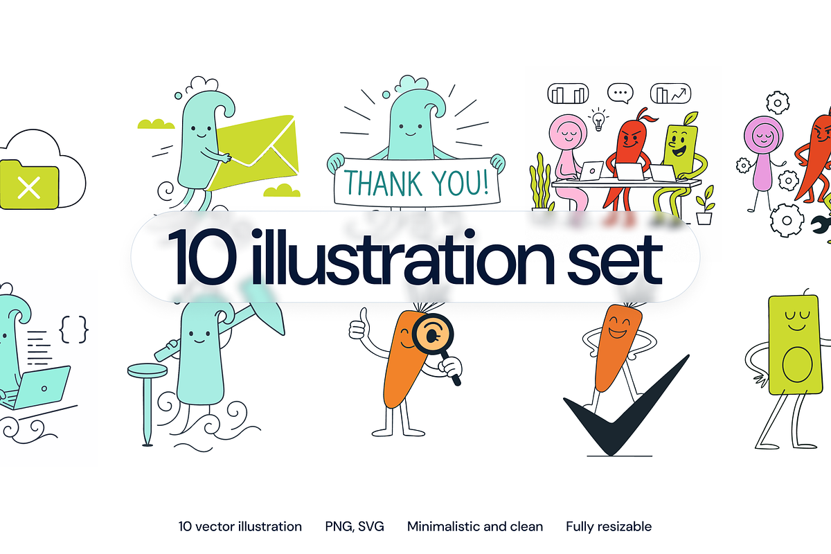 10 Fun Character Illustration, an Illustration by Spojeeto Devices Mockups (Photo 1 of 3)