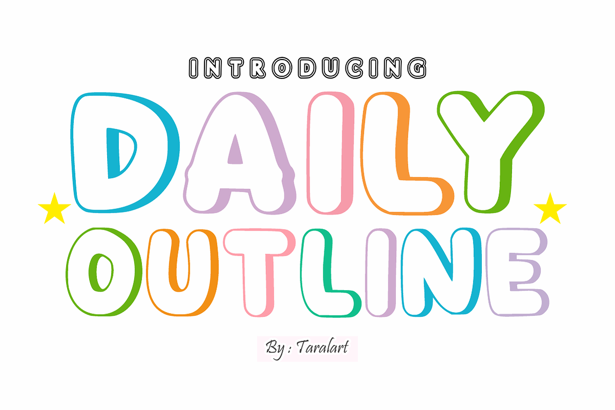Daily Outline - Cute Outline Font, a Sans Serif Font by KiddoGlyphs Studio (Photo 1 of 6)