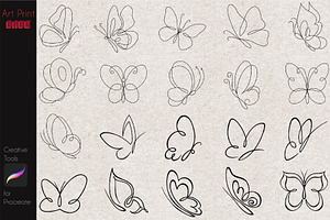 Line Art Butterfly Stamp Minimal Art