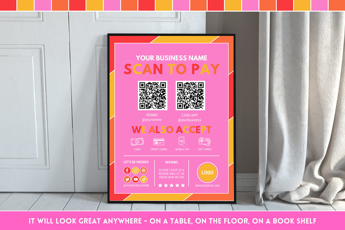 Colorful Scan to Pay Sign, a Stationery Template by SunshineStudioBoutique (Photo 8 of 10)