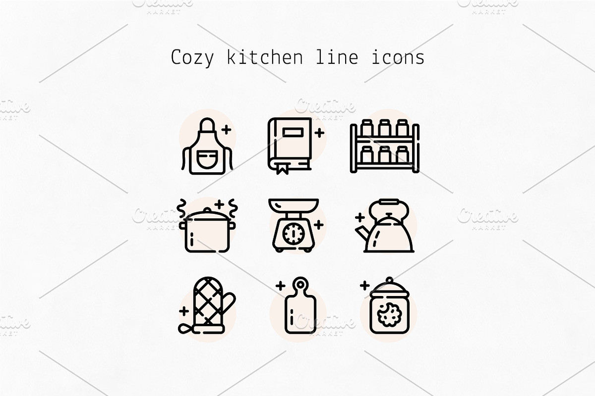 Cozy Kitchen Line Icons, an Outline Icon by Lyolya Profitrolya (Photo 1 of 2)