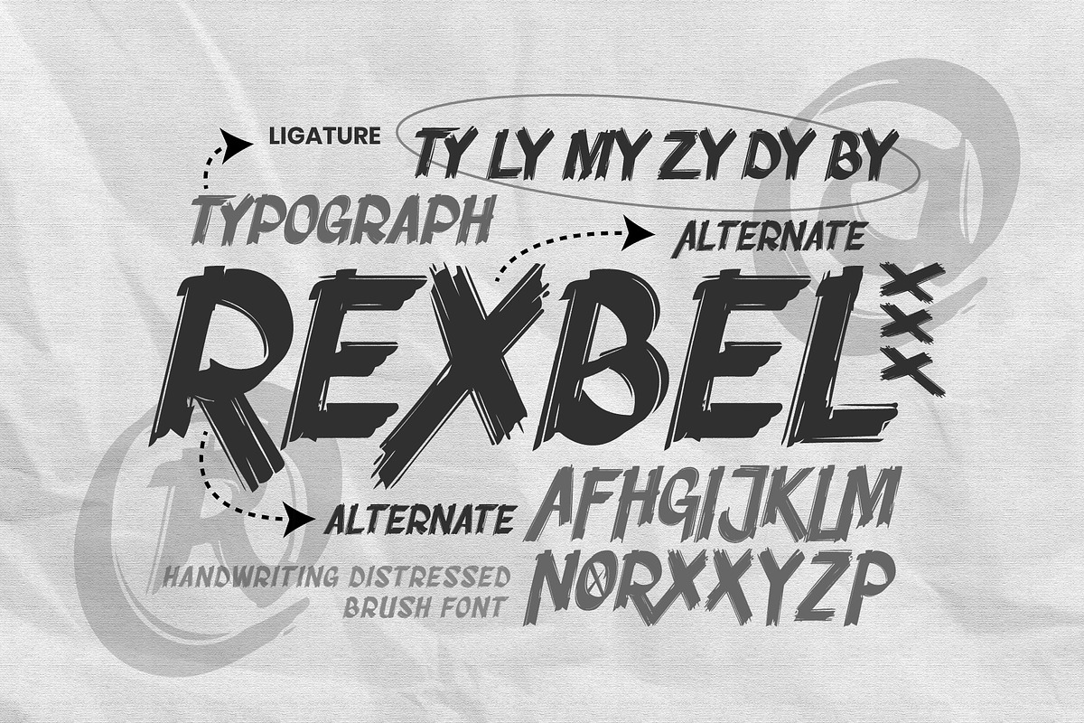 Rexbel a Rough Brush Font, a Blackletter Font by Rasiorise Studio (Photo 4 of 10)
