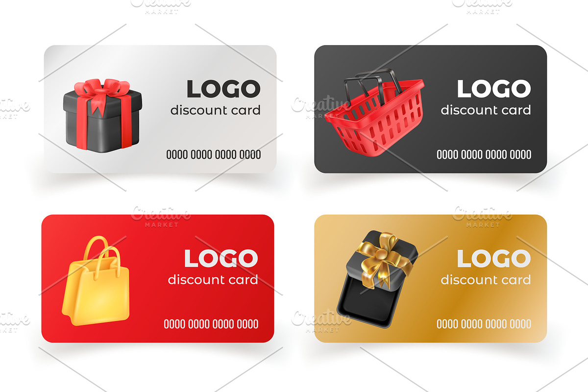 Realistic discount cards. 3d voucher, a Finance Illustration by Stock-Smart-Start