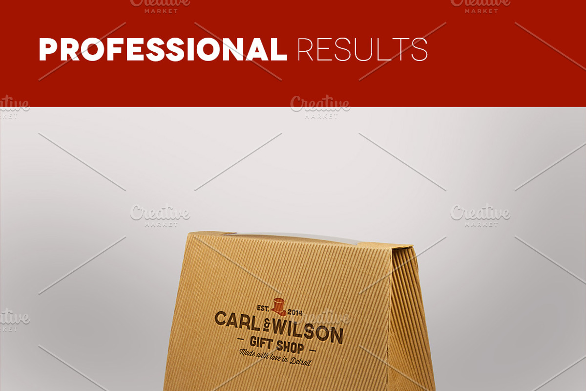 Logo on cardboard box mockups, an Advertising Mockup by Illusiongraphic (Photo 4 of 5)