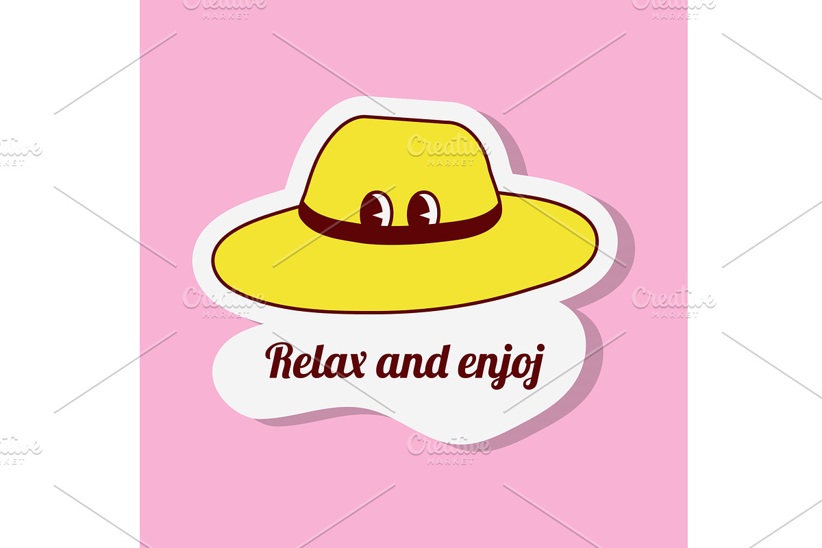 Yellow cartoon travel sticker of a, an Object Illustration by okskukuruza