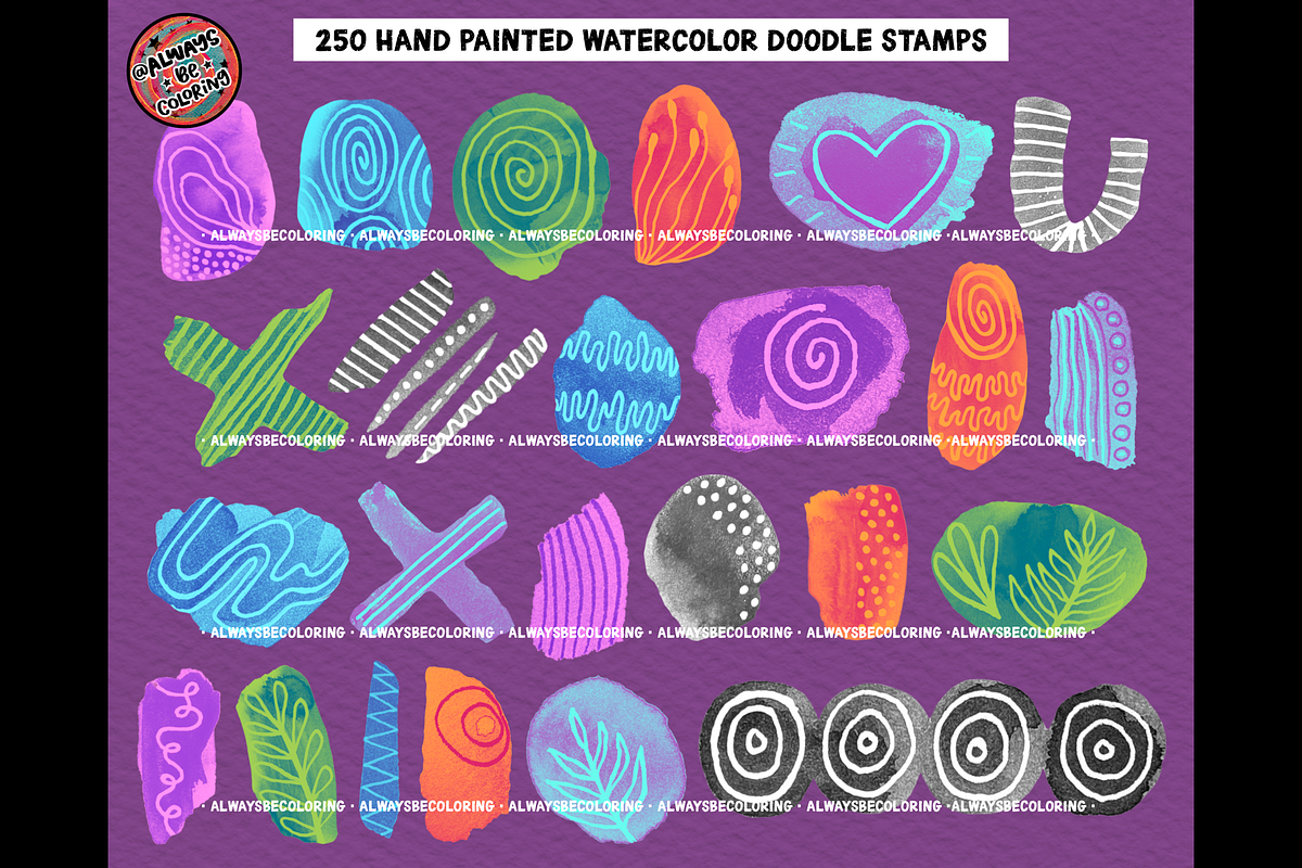 Procreate Watercolor Doodle Brushes, a Brush Add-On by AlwaysBeColoring (Photo 4 of 13)
