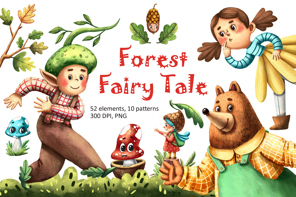 Forest Fairy Tale - Clip Art Set, an Animal Illustration by Mashamashastu (Photo 1 of 12)