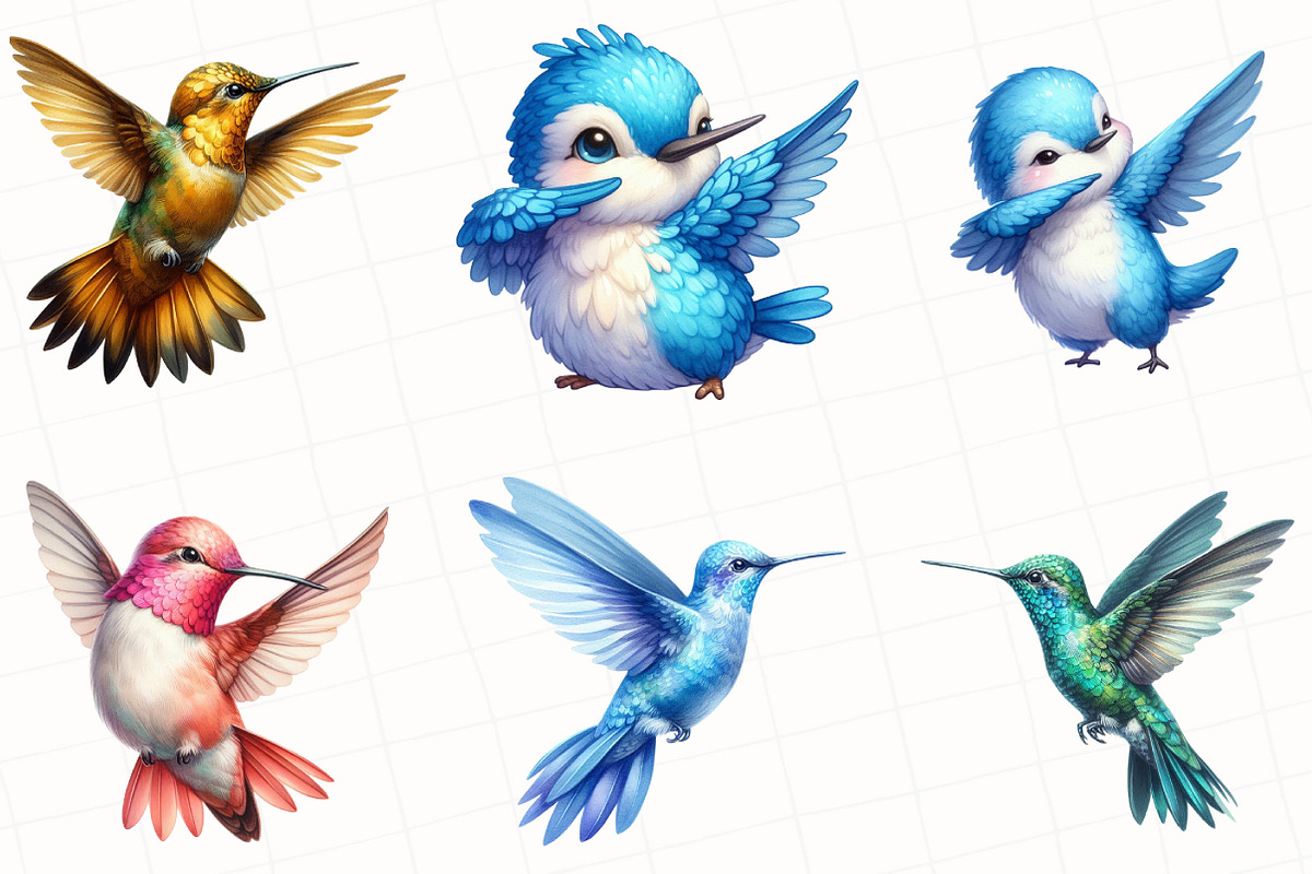 Cute Hummingbird Clipart, an Illustration by OK Design (Photo 4 of 5)