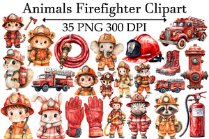 Animals Firefighter Clipart, an Illustration by Design Market