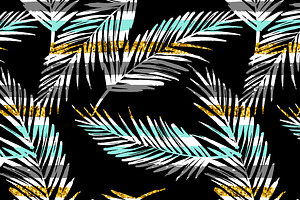 Golden Palm. 8 Seamless Patterns.