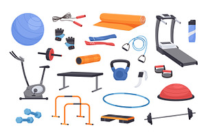 Sports equipment for gym or home set, a Sport Illustration by Good Studio