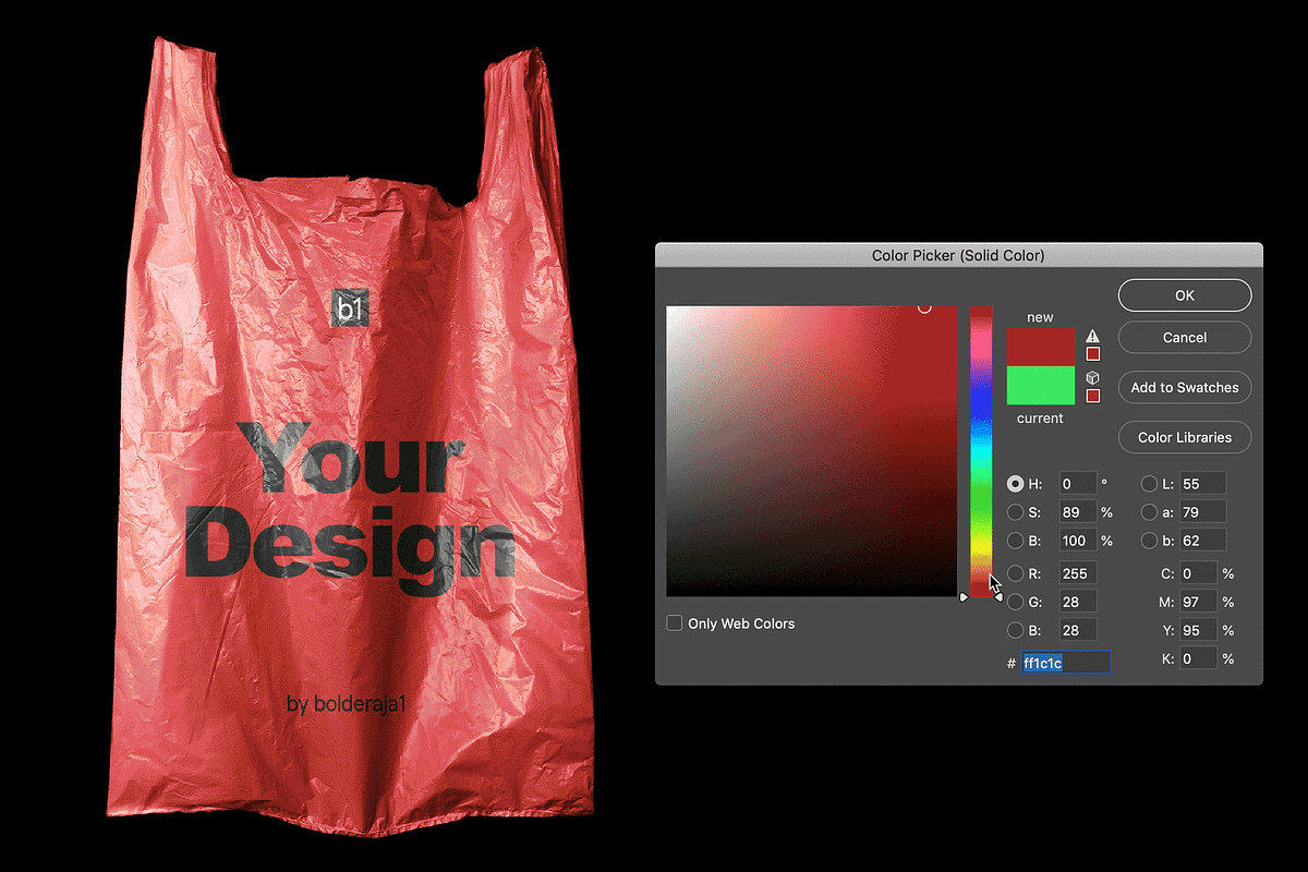 Plastic Shopping Bag Mockup, a Packaging Mockup by Bolderaja1 Studio (Photo 3 of 12)