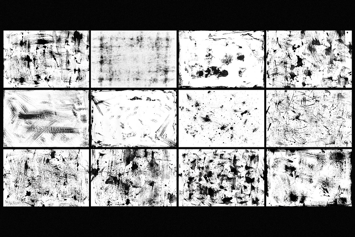 12 Distressed Ink Gritty Textures, a Texture Graphic by smishura