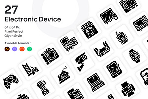 Electronic Device Icons Set - Glyph, a Solid Icon by Kmg Design