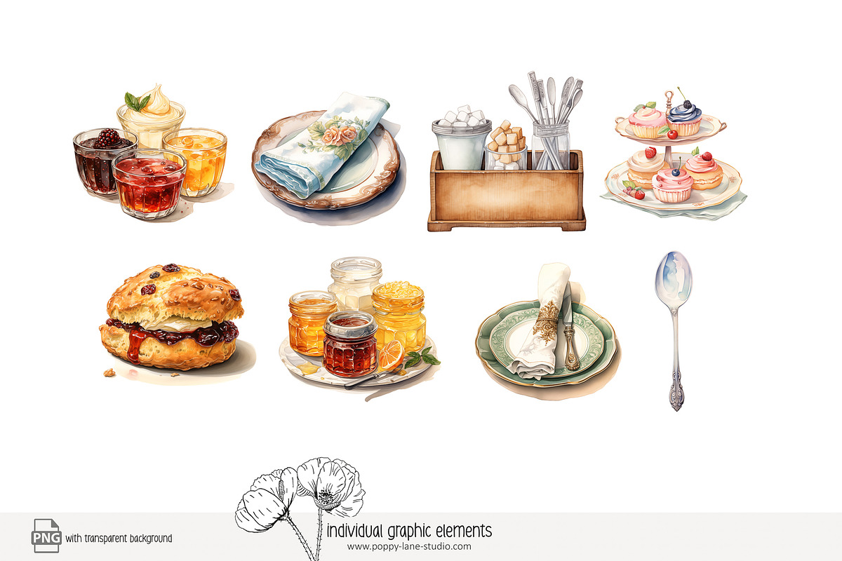 100 afternoon tea clip art, a Food Illustration by Poppy Lane Studio (Photo 12 of 13)