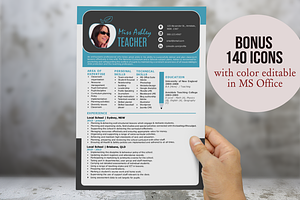 Modern teacher resume for MS Word, a Resume Template by Inkpower