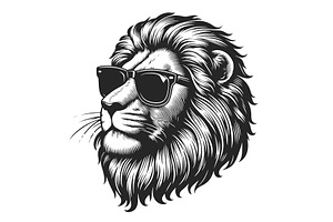 Cool Lion With Sunglasses Engraving