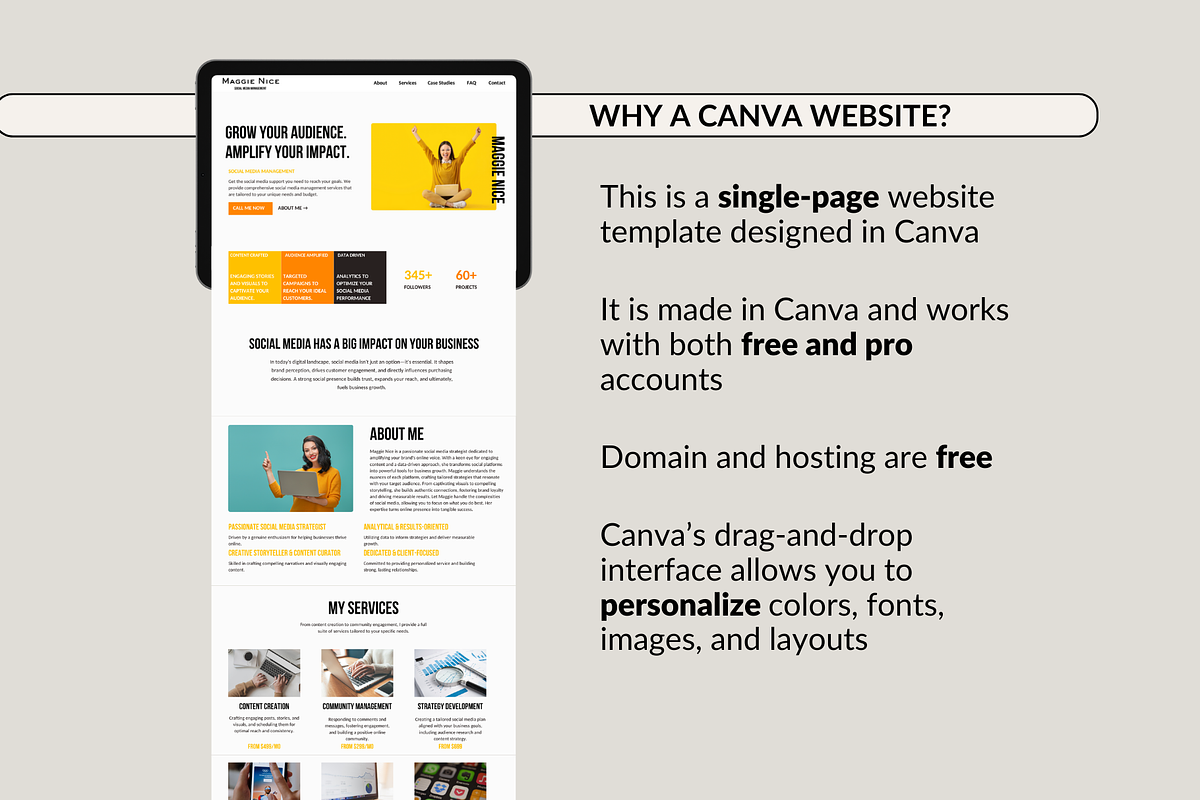 Social Media Manager Website Canva, a Landing Page Template by Preset Pixels (Photo 3 of 10)