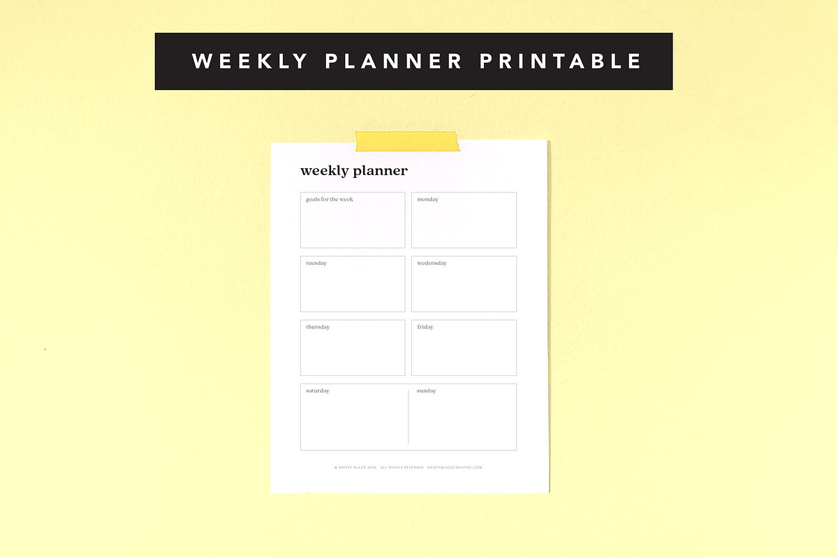 Weekly Planner Printable Minimal, a Templates & Theme by Kristy Black Creative