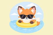 Cartoon Fox Relaxing at the Beach, an Animal Illustration by Artpon Illustration (Thumbnail 2 of 3)