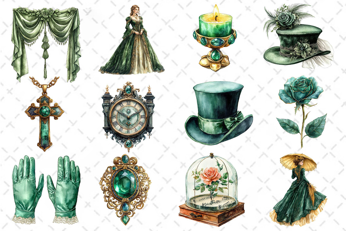 Green Emerald Victorian Clipart PNG, an Illustration by Dream Creation (Photo 4 of 4)