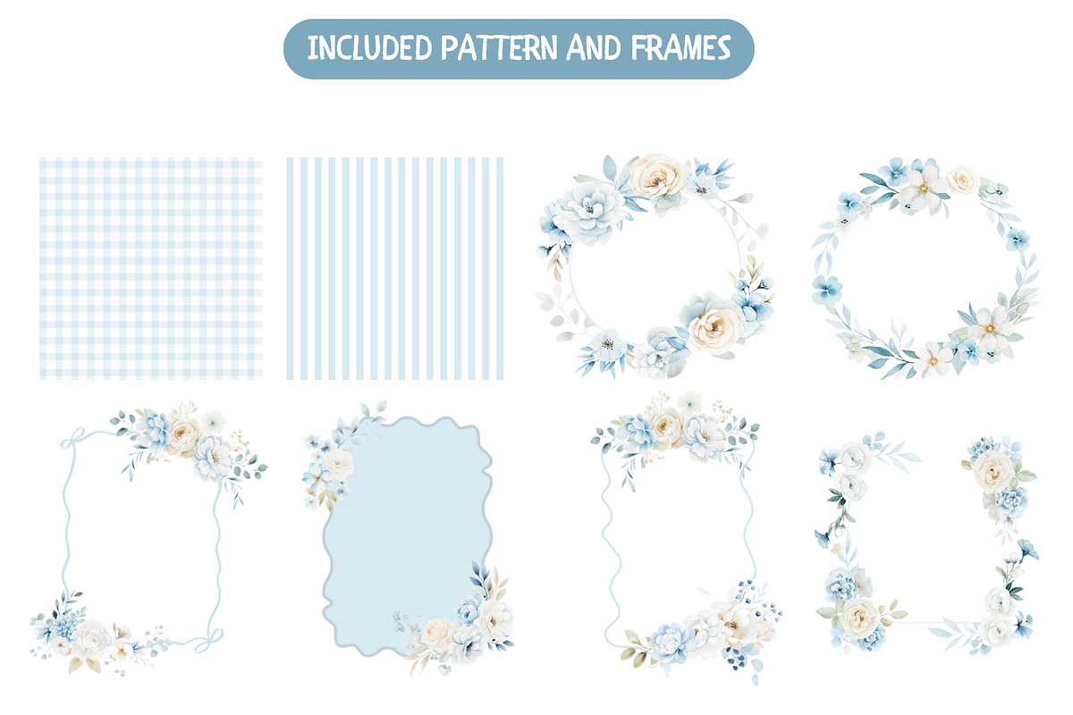 Blue Meadow Wildflower Clipart Set, an Illustration by TatiMockup (Photo 4 of 5)