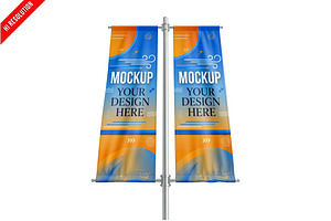 Vertical Street Flag Banners PSD, an Advertising Mockup by Bruno's Shop