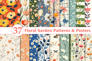 Floral Garden - Patterns & Posters, an Illustration by Dream Creation