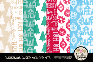Christmas Cheer Monoprint Background