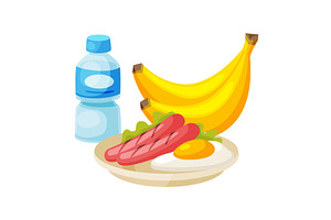 Healthy Breakfast, Bananas, Plastic, a Food Illustration by TopVectors
