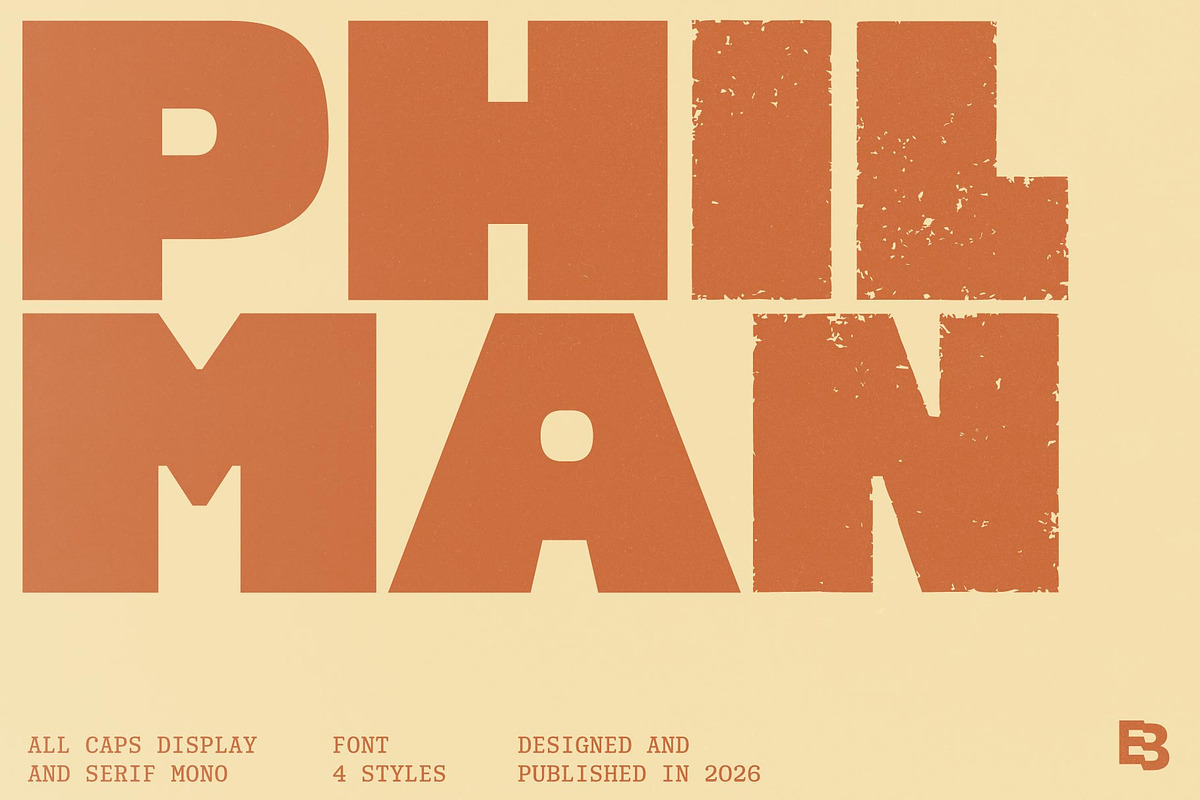 Philman; 4 Styles Vintage Fonts, a Sans Serif Font by Eko Bimantara (Photo 1 of 12)