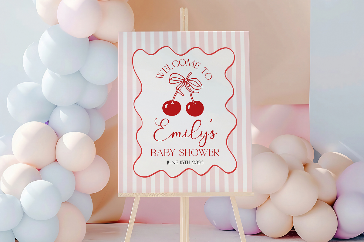 She Is Our Cherry Shower Sign, a Poster Template by VeliusCreativeStudio (Photo 3 of 3)